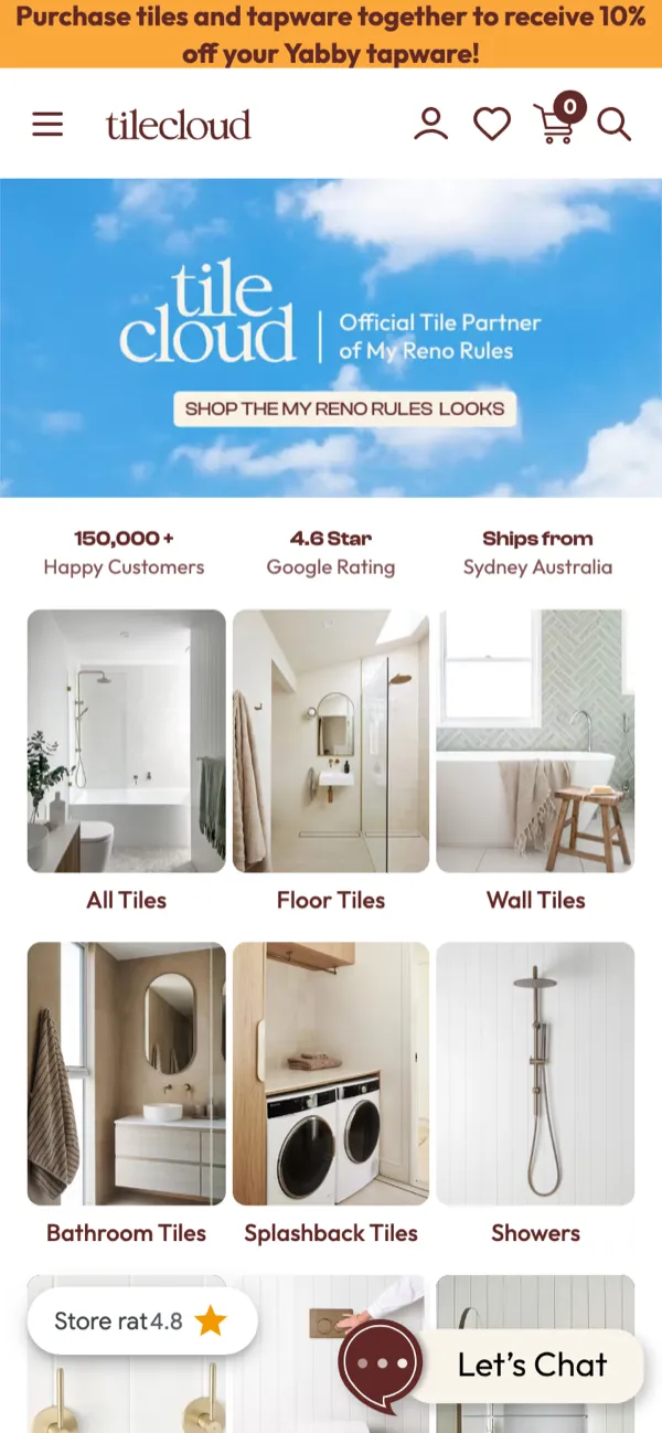 TileCloud storefront on mobile